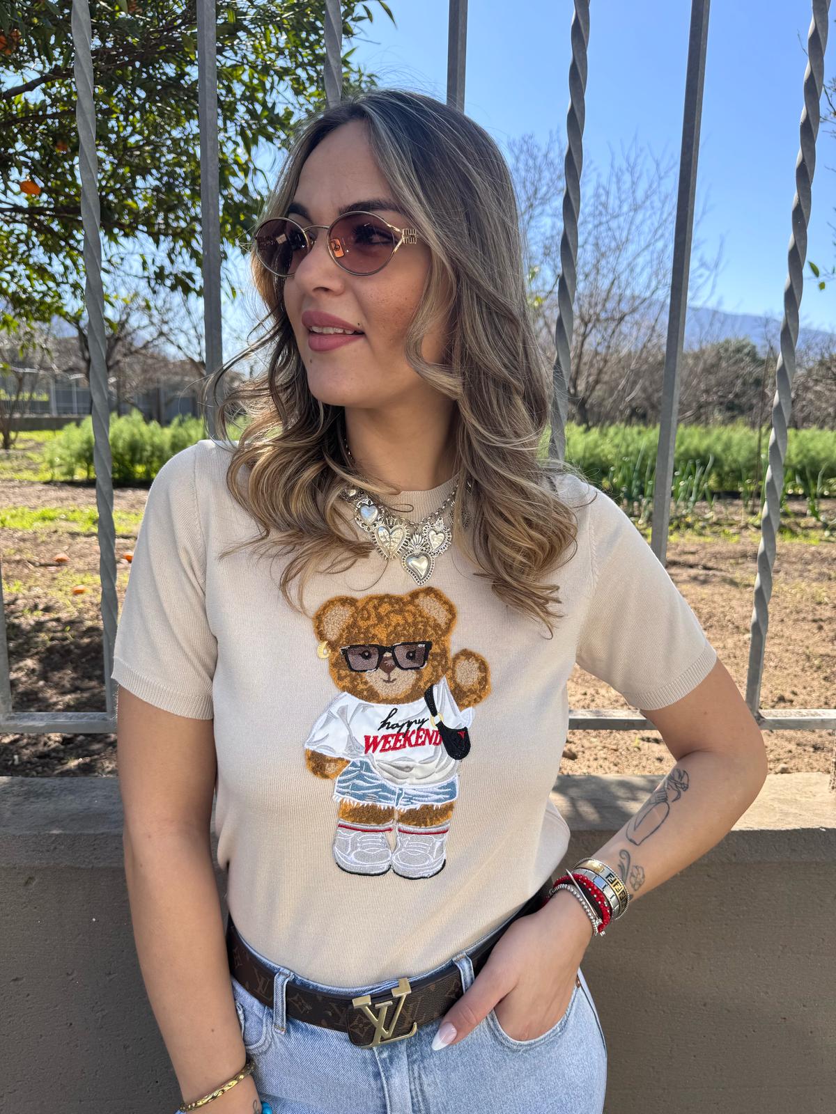 Maglia in filo teddy mezza manica