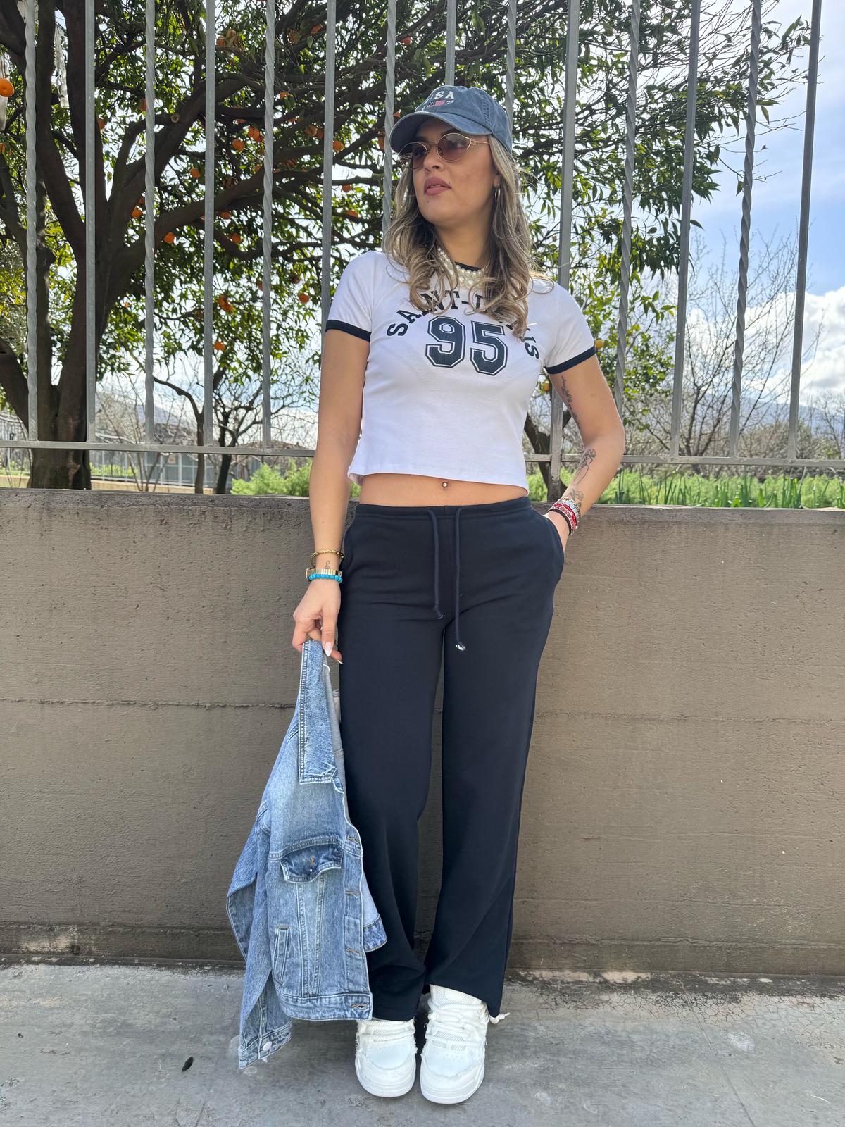 Coordinato tuta 2 pezzi con pantalone vita bassa