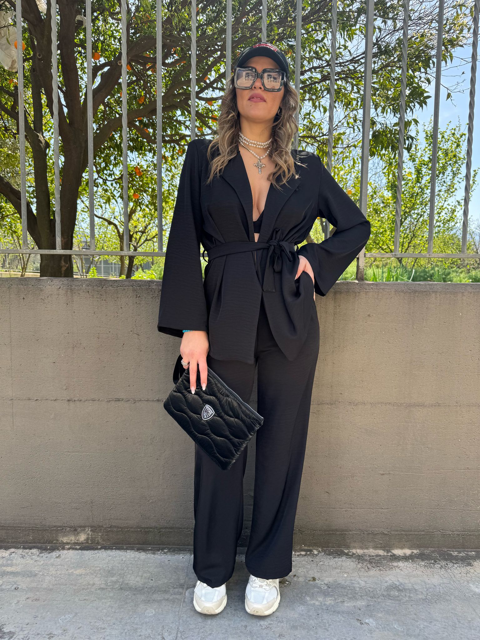 Coordinato 3 pezzi con top e giacca con cintura