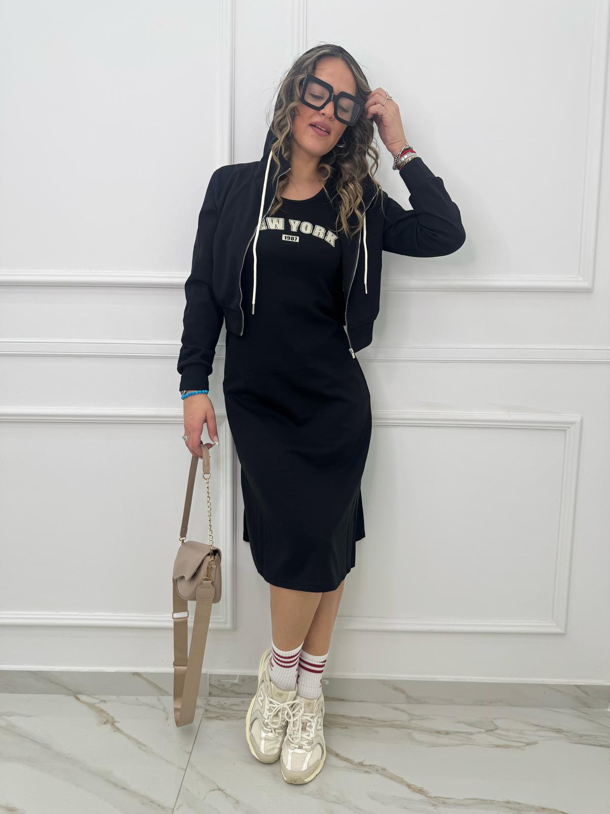 Coordinato 2 pezzi con vestito e felpa