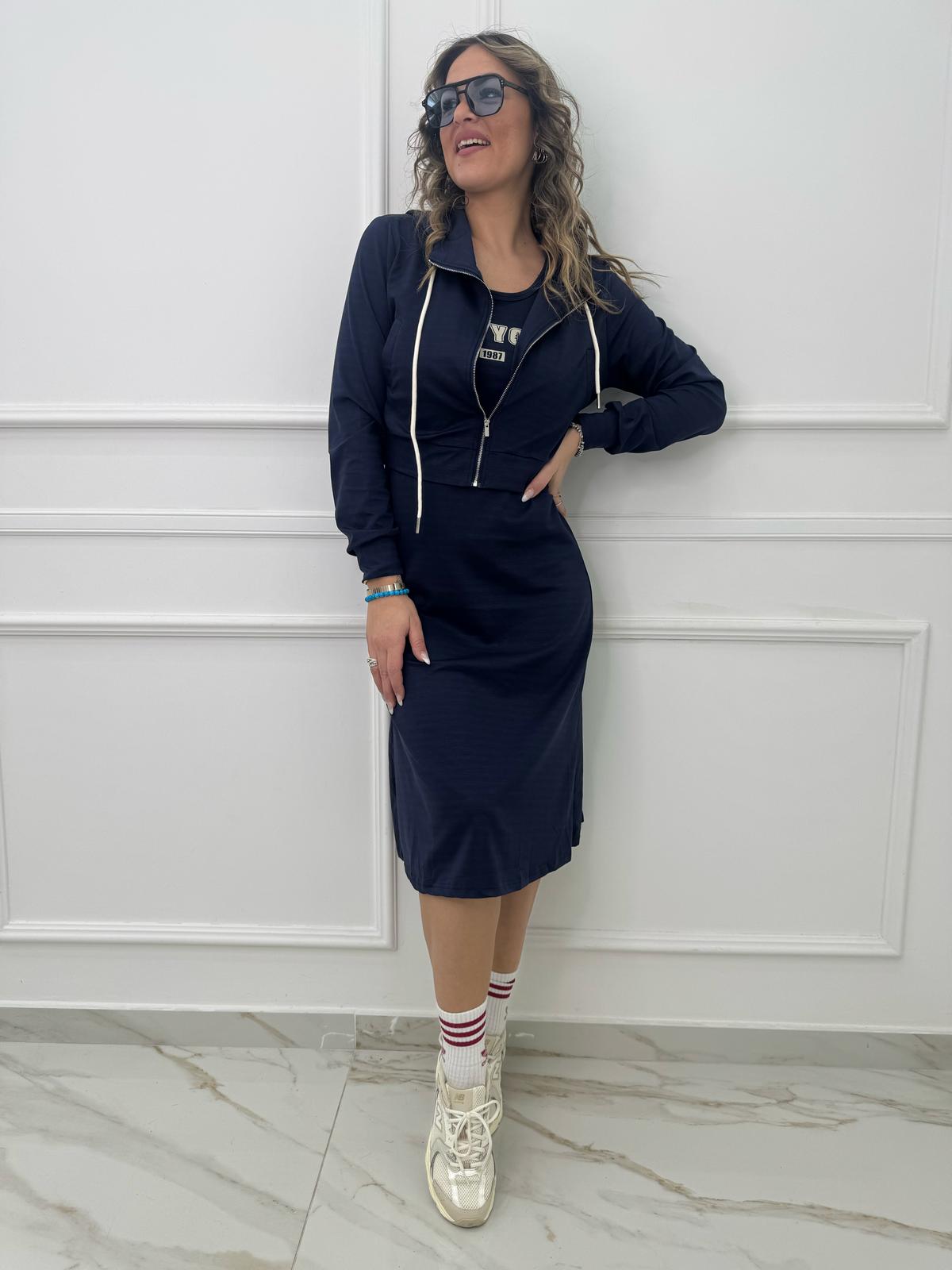 Coordinato 2 pezzi con vestito e felpa