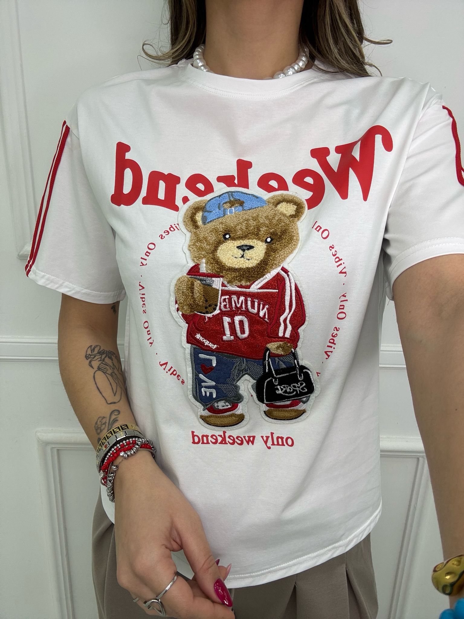 T-shirt teddy "Weekend"