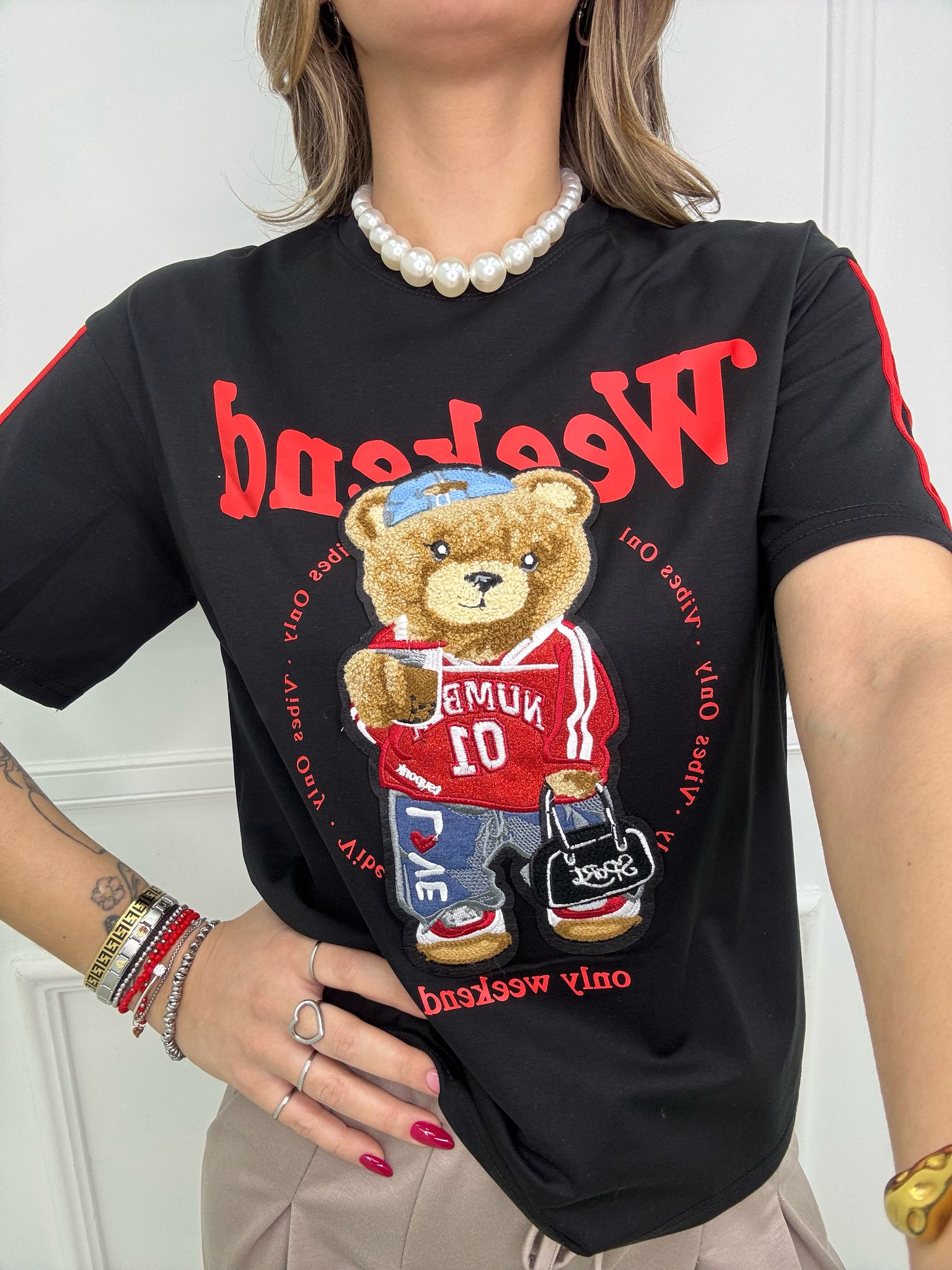 T-shirt teddy "Weekend"