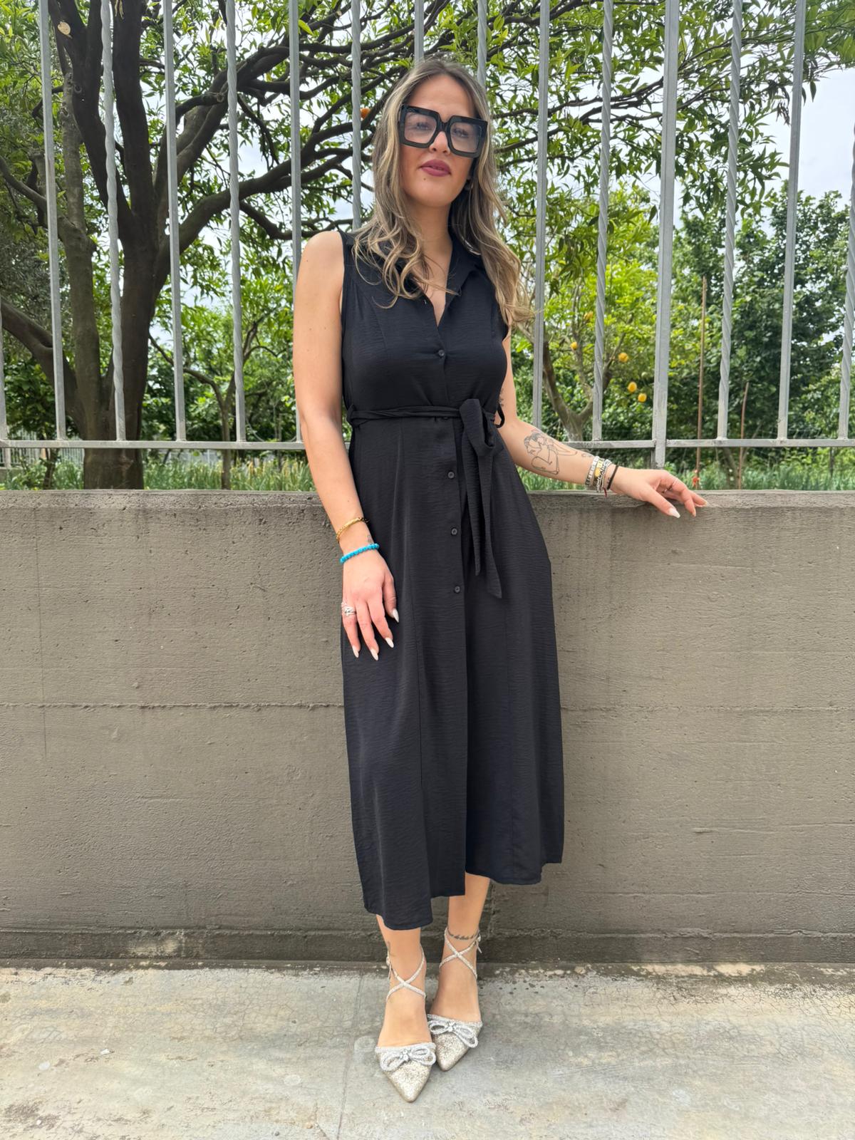 Vestito midi a camicia con schiena scoperta