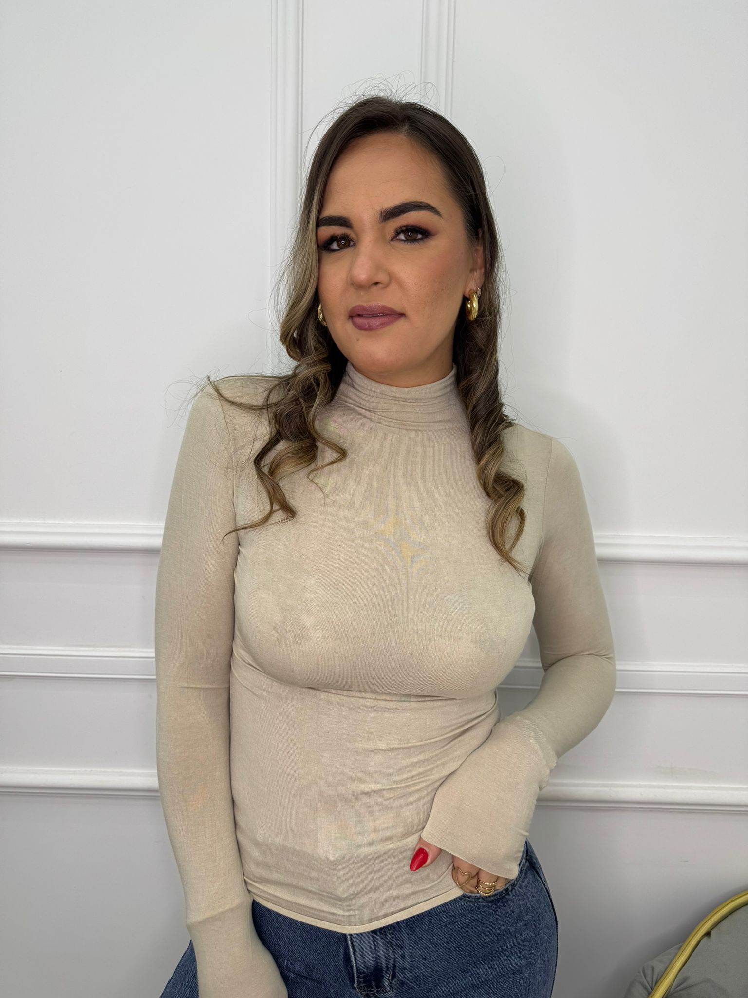 Maglia in simil cashmere collo alto