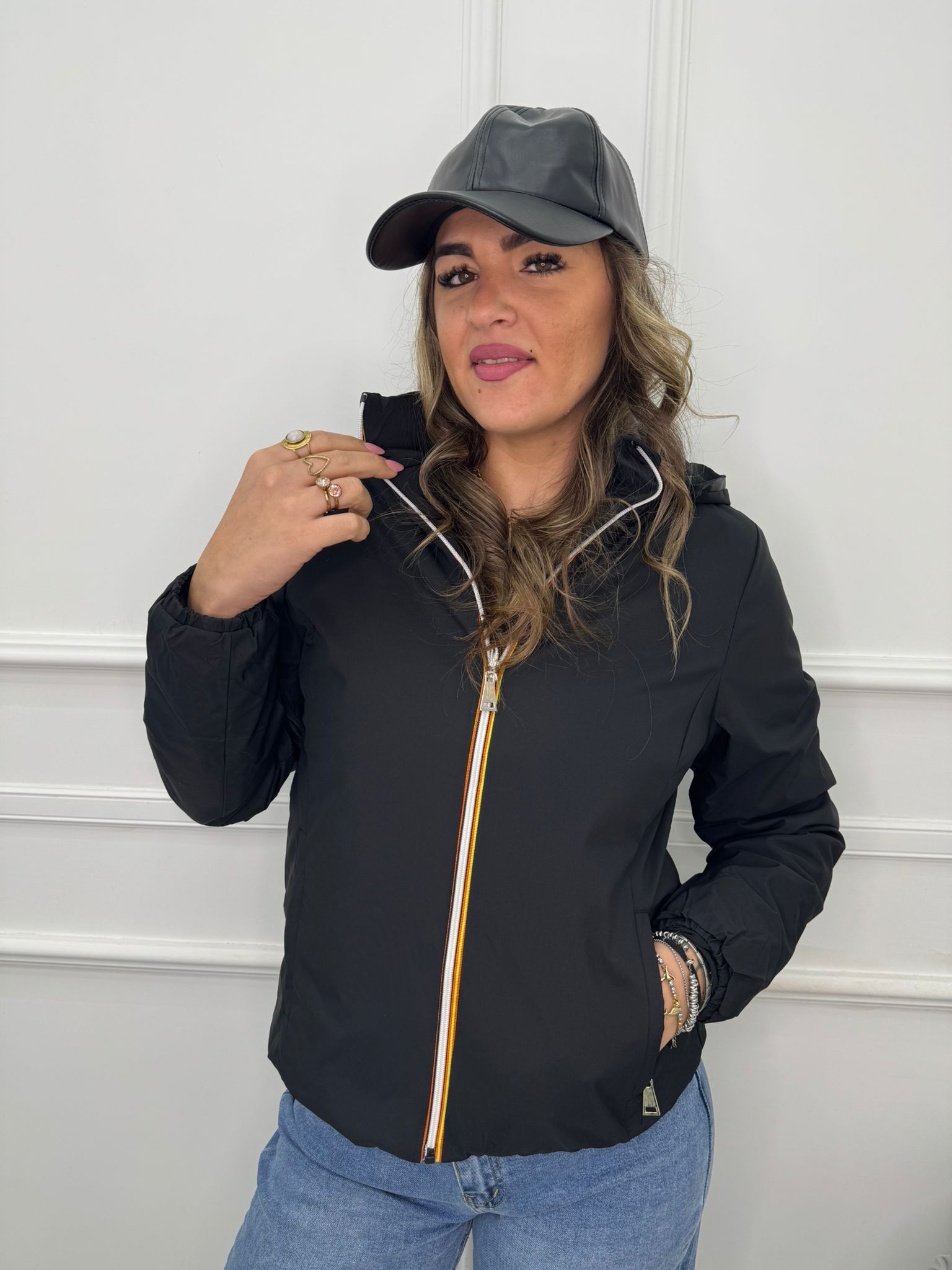 Giubbino double face con cappuccio