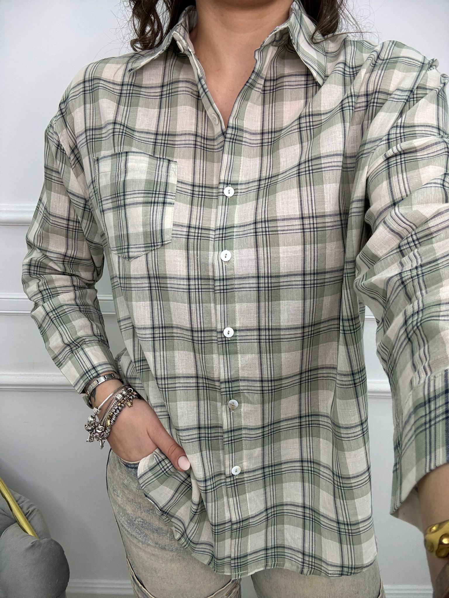 Camicia over velata a quadri