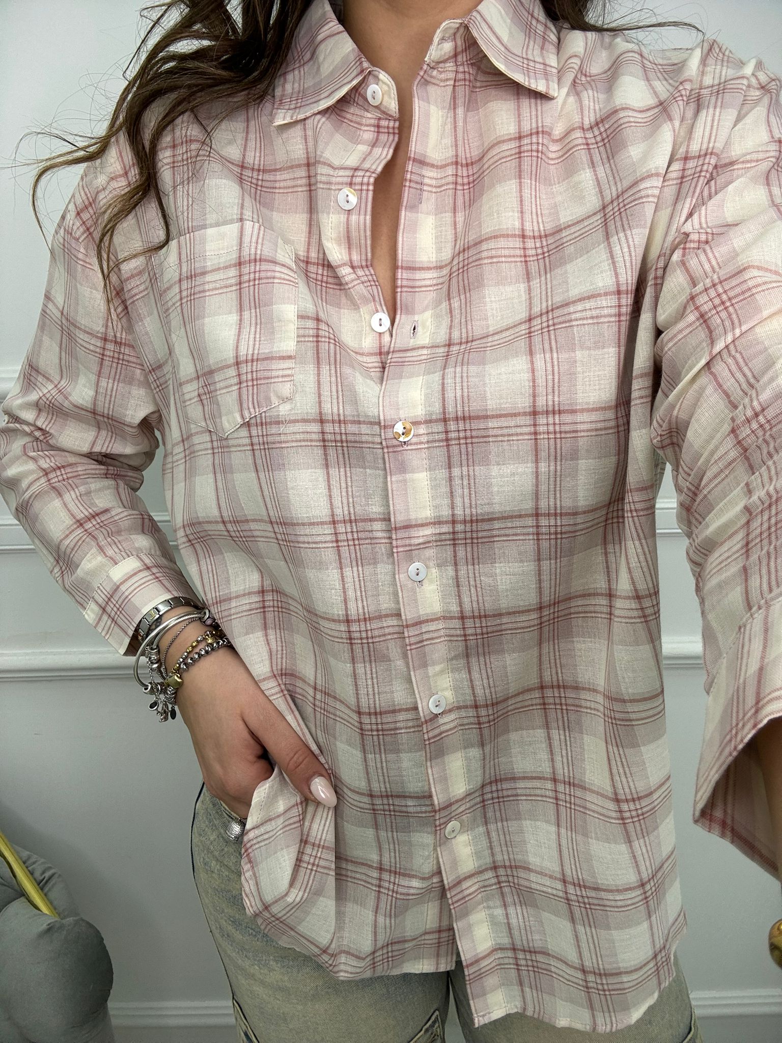 Camicia over velata a quadri