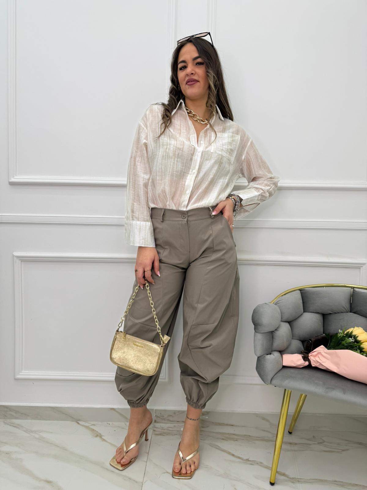Pantalone balloon con elastico alle caviglie