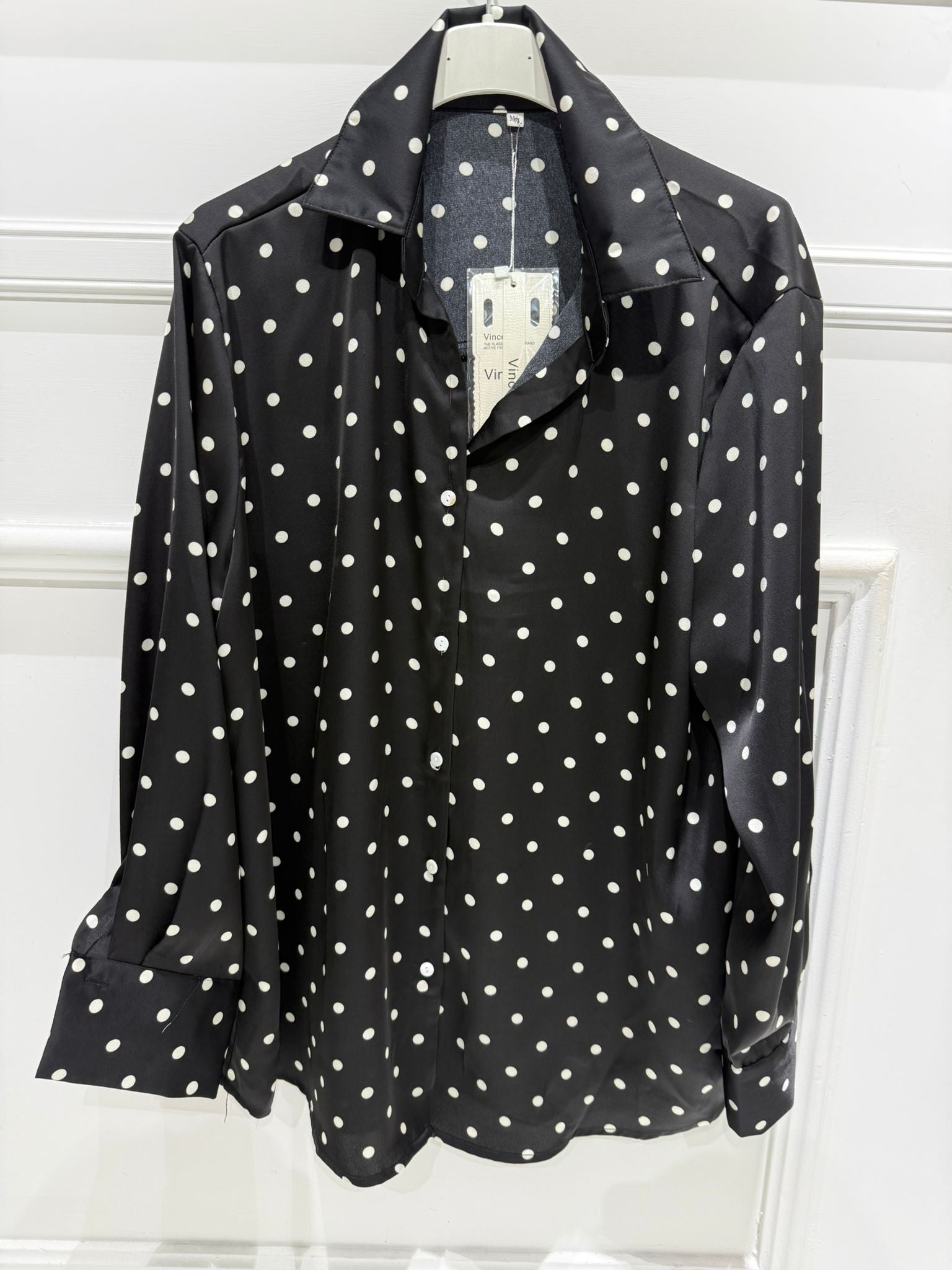 Camicia in simil raso a pois