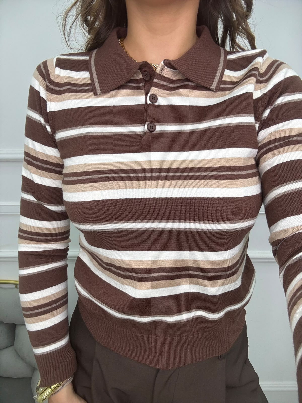Maglia in lana modello polo a righe