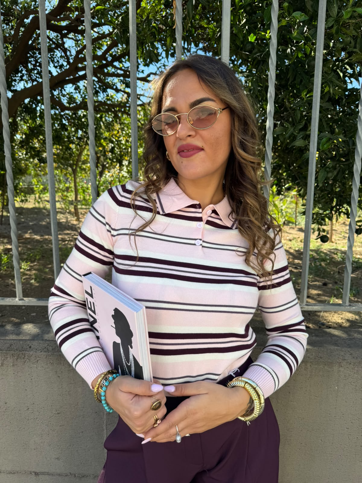 Maglia in lana modello polo a righe