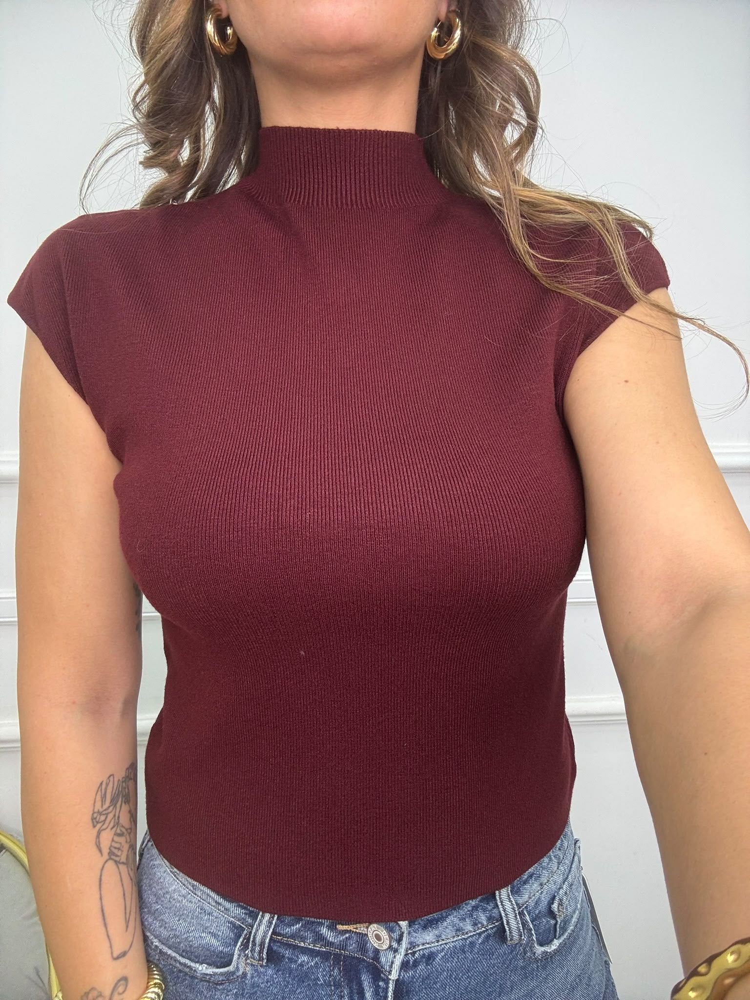 Maglia in lana giro manica mezzo collo