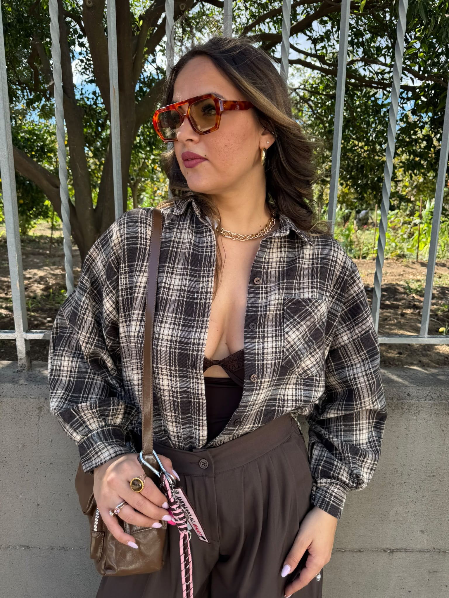 Camicia over in flanella con maniche ampie