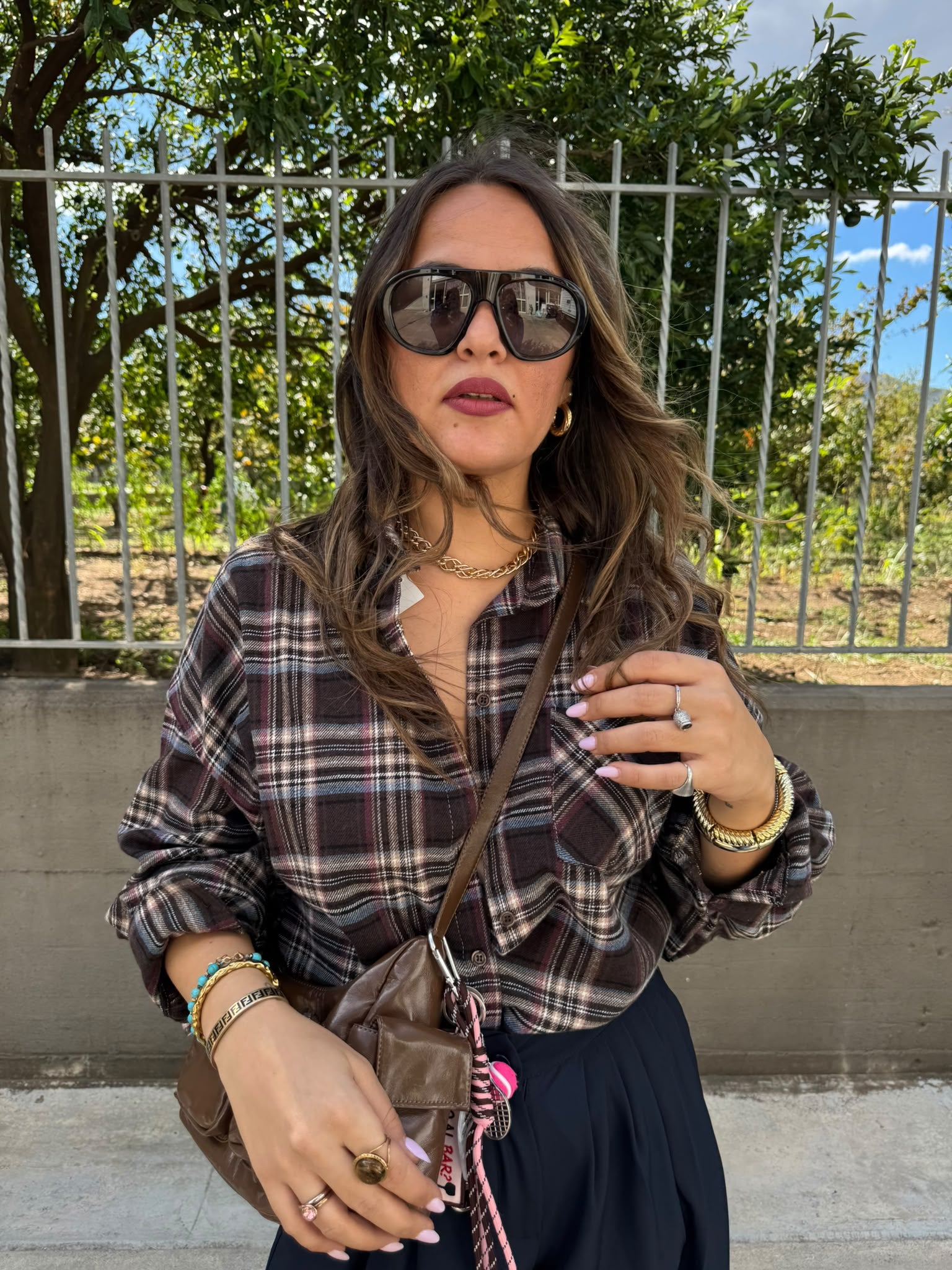 Camicia over in flanella con maniche ampie