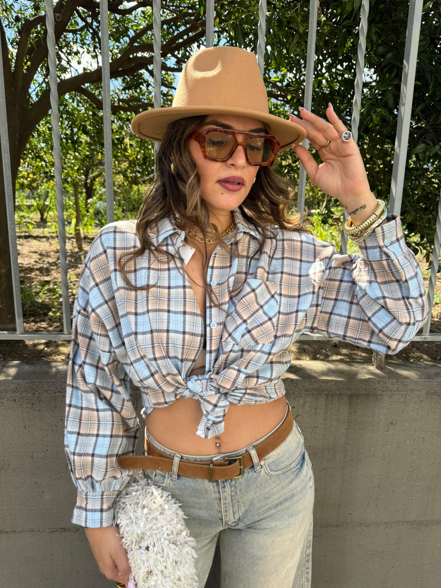 Camicia over in flanella con maniche ampie
