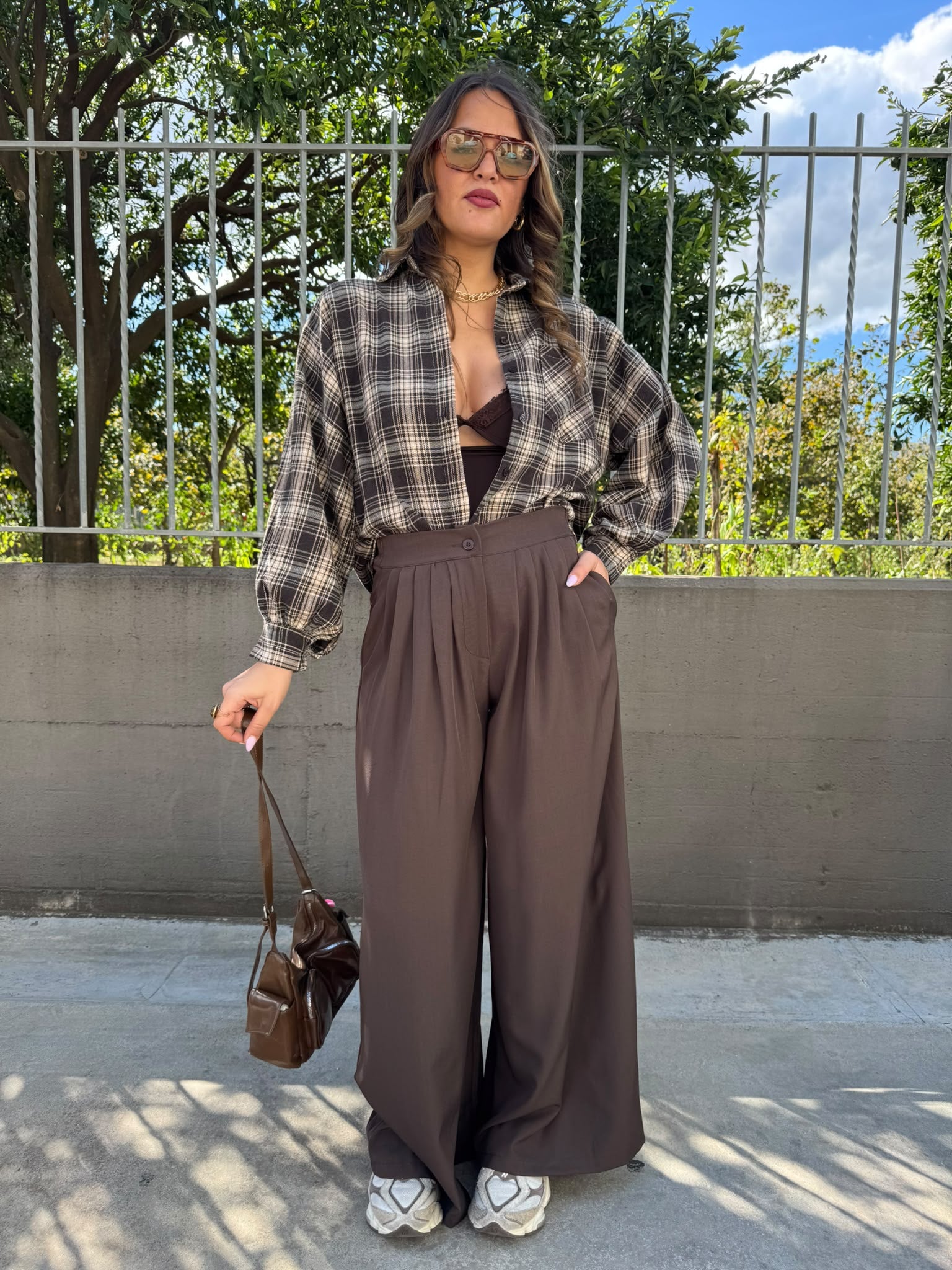 Pantalone palazzo vita alta con pinces