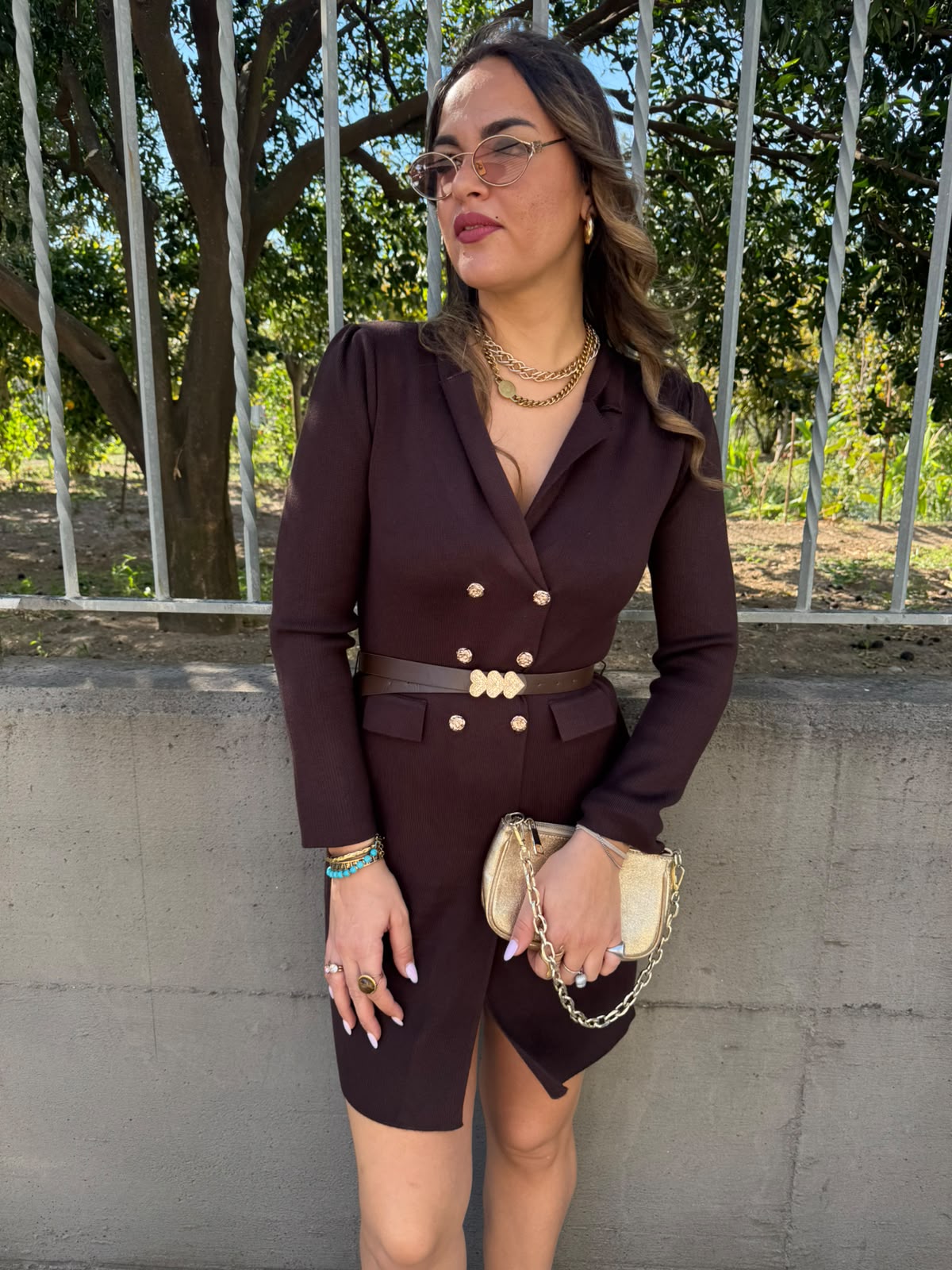 Vestitino in lana rasata modello a giacca con cintura