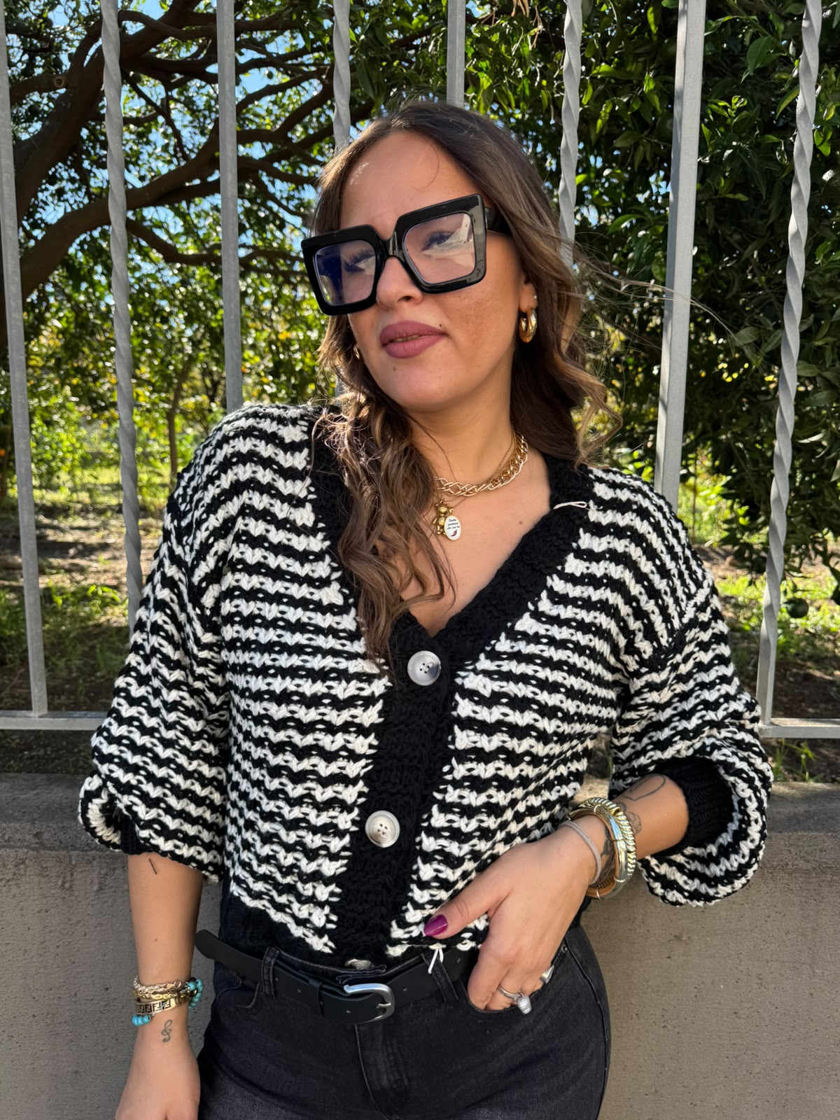 Cardigan over con maniche a palloncino