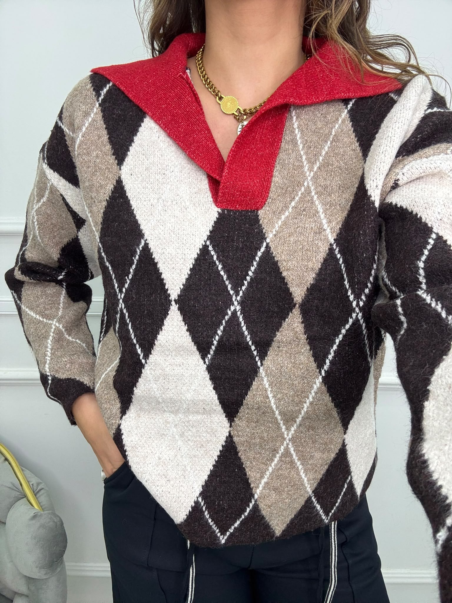 Maglione over fantasia rombi