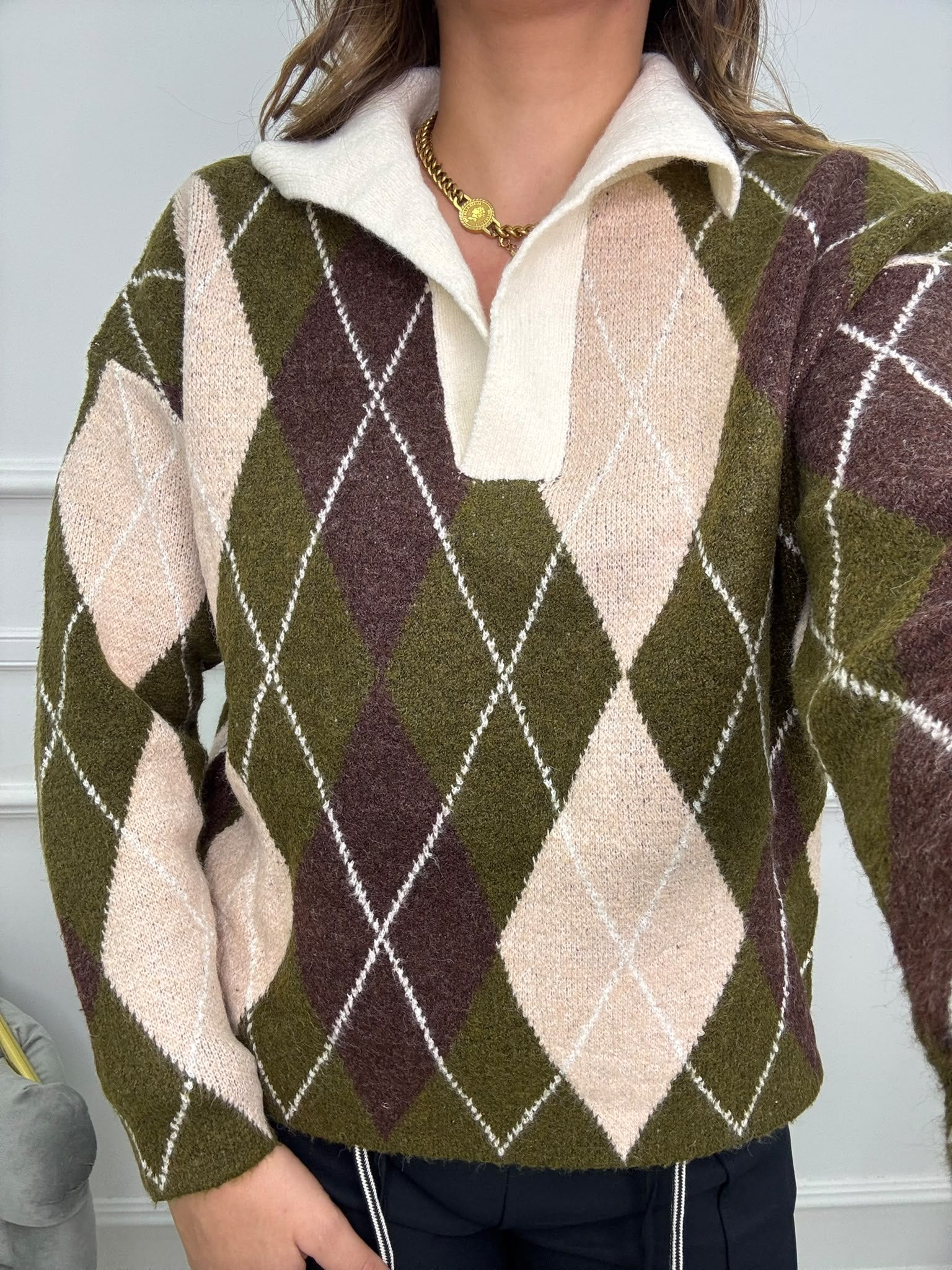 Maglione over fantasia rombi
