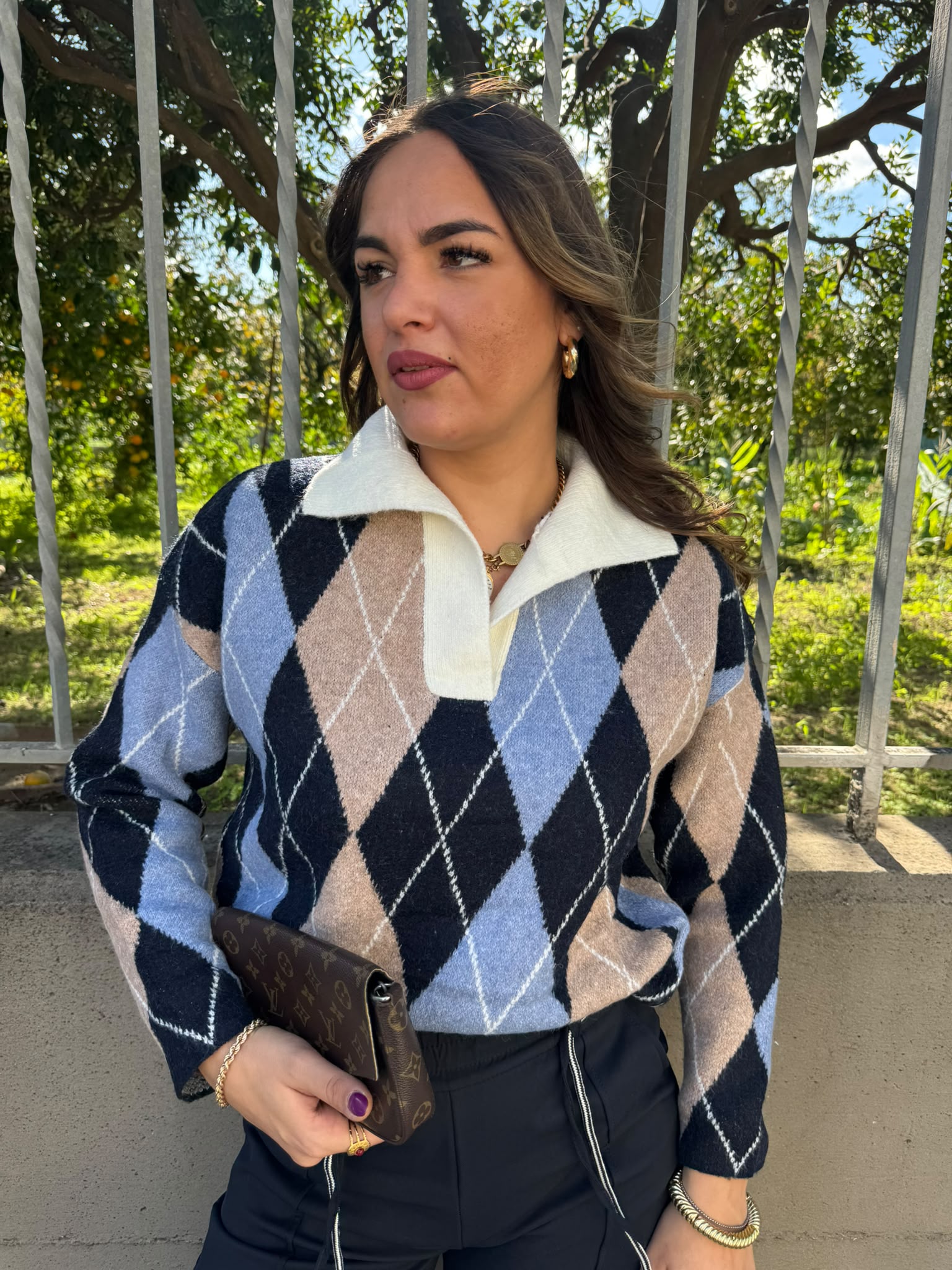 Maglione over fantasia rombi