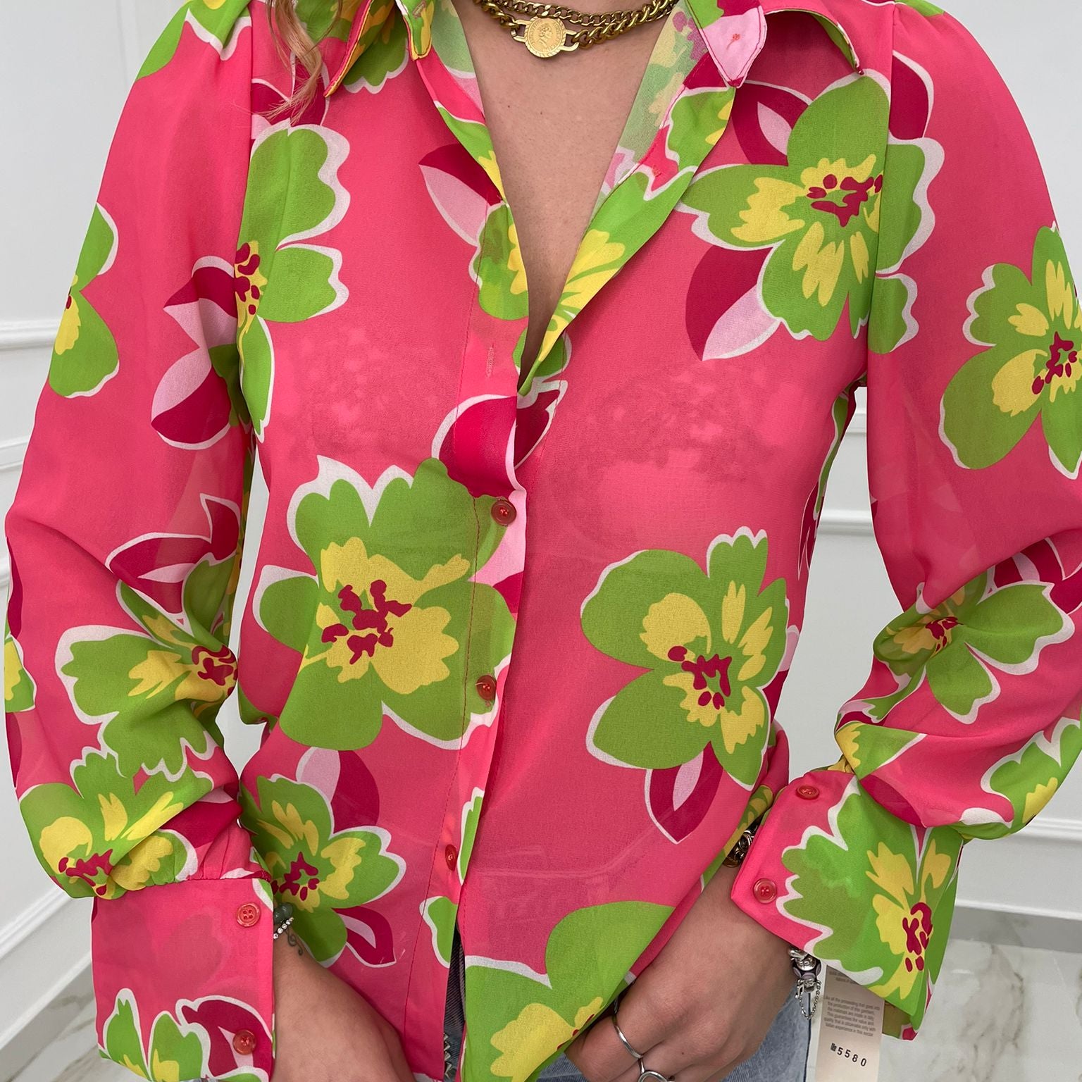 Camicia velata stampata a fiori