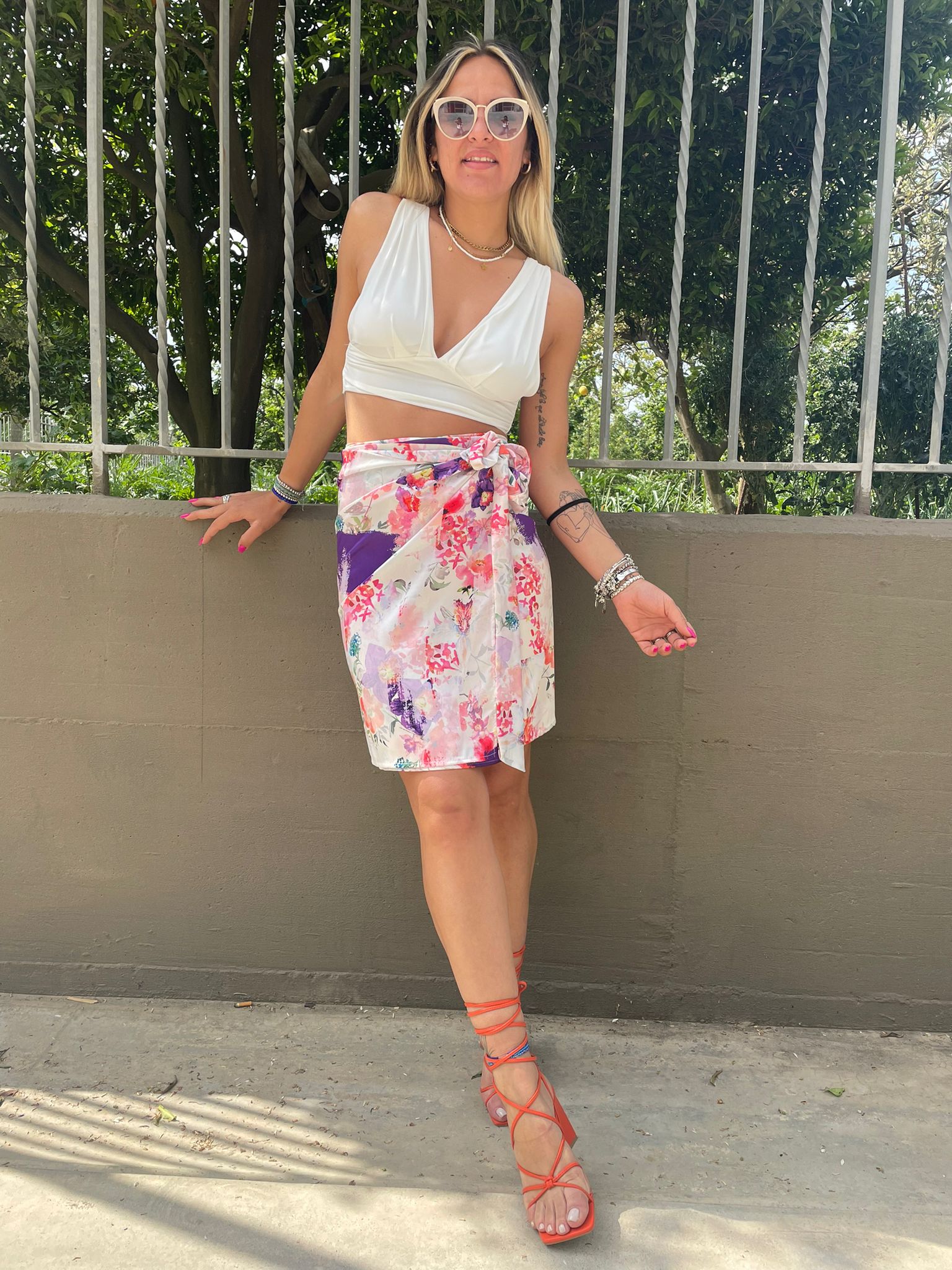 Gonna foulard fantasia fiori