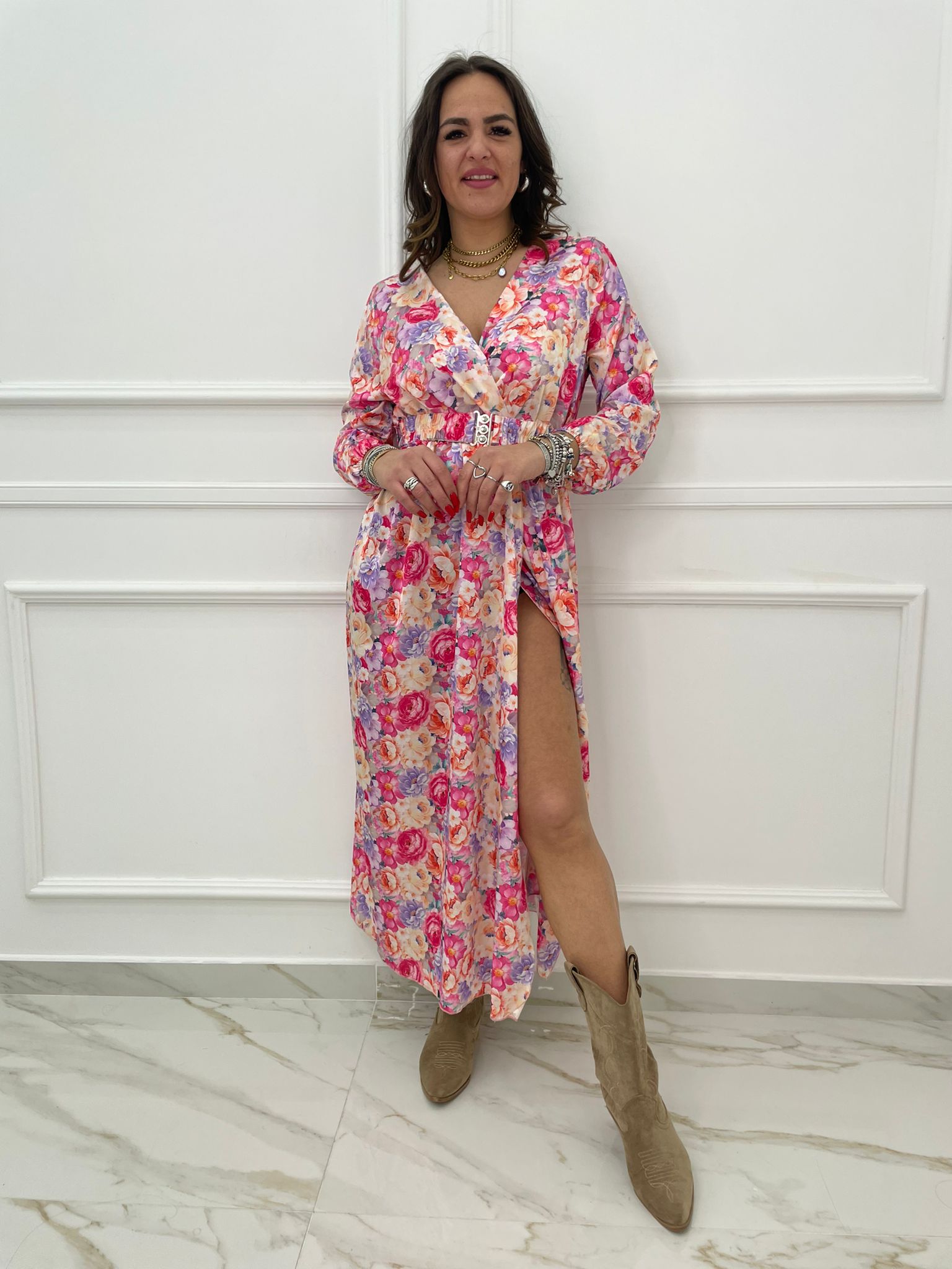 Vestito lungo spring con cintura elastica